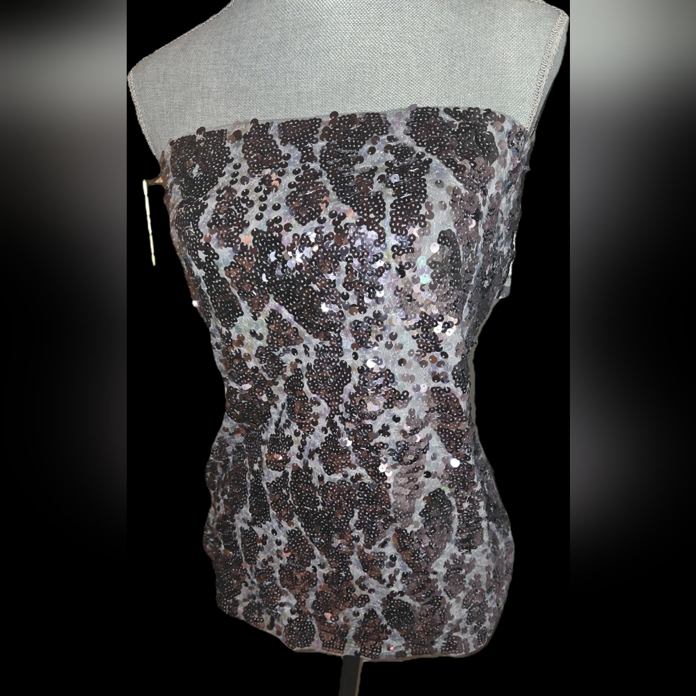 Express Black and Brown Sequin Blouse